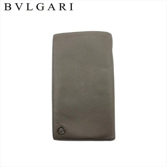 BVLGARI Bifold Wallet Bvlgari Bulgari Gray Leather Authentic Used - Picture 2 of 9